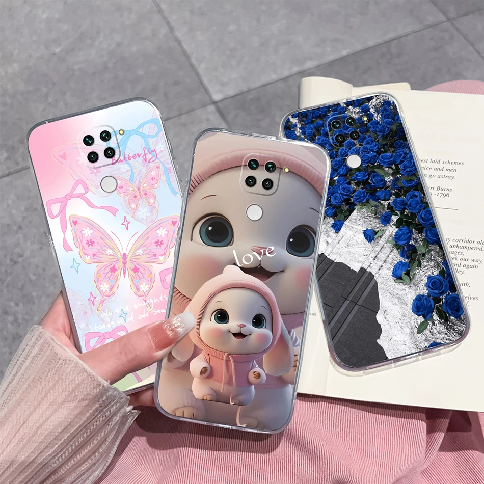 Para Redmi 10X Pro 4G 5G Funda con patrones de flores de la suerte Funda de teléfono antideslizante transparente para Redmi10X parachoques de silicona TPU suave y delgado