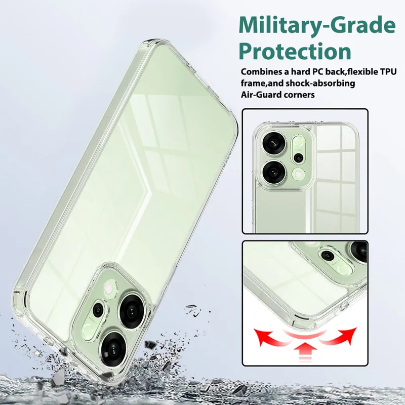 Para OPPO Reno 14, 14 Pro 5G funda ELVEV antiarañazos anticaída TPU cubierta trasera transparente acrílica dura