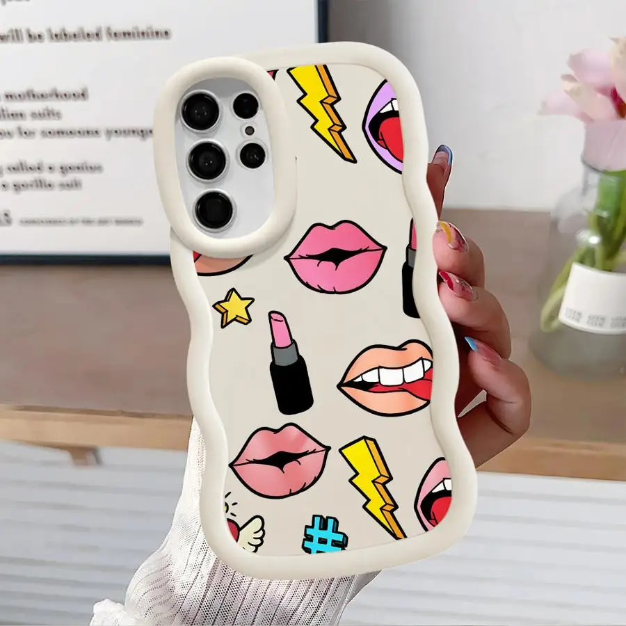 Funda de teléfono suave para Samsung Galaxy S25 S22 Ultra S24 + S20 FE S25 + S21 S24 S23 Plus labios de moda - imagen 3