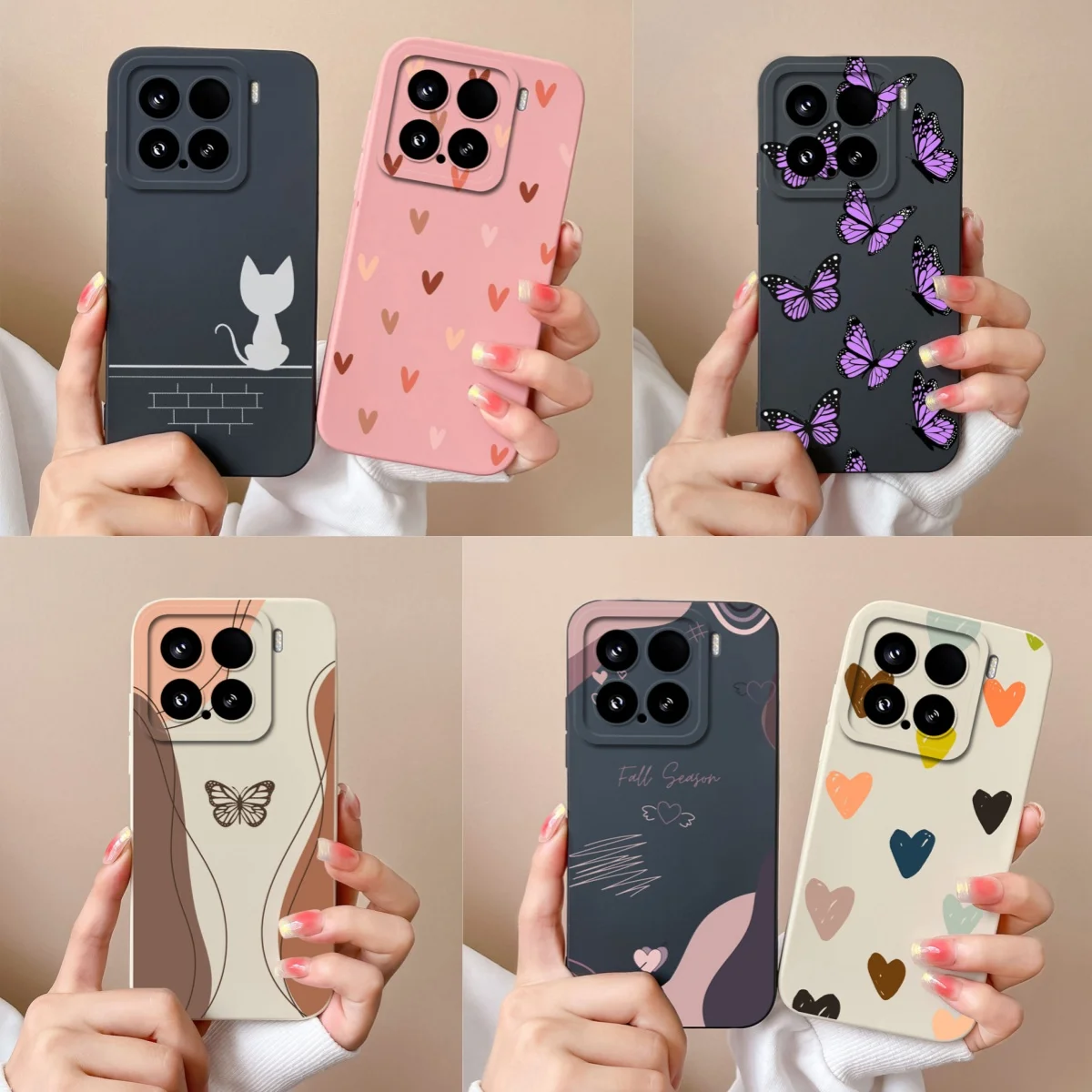 Para Xiaomi 15 Pro funda trasera de corazón de amor para Xiaomi15 15Pro protección de cámara de silicona líquida suave fundas de teléfono de mariposa