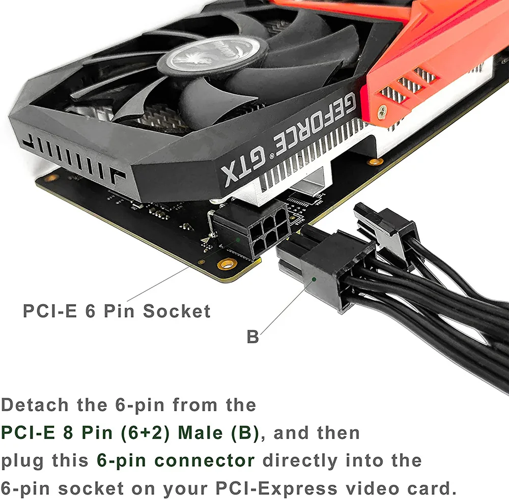 Cable PCIe 8 Pines a Doble 6+2 – Corsair Alimentación GPU - imagen 4