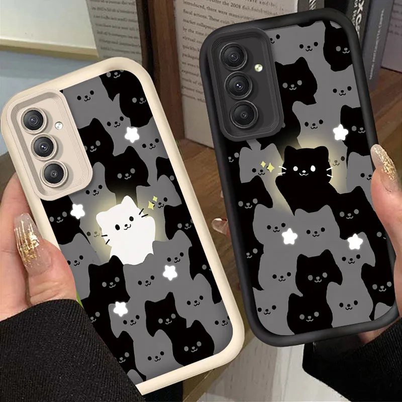Funda bonita de pareja de gatos para Samsung Galaxy A55 A25 A35 A15 A16 A06 A05S A24 A13 A23 A12 A22 A32 A52 A71 A51 4G, funda de silicona