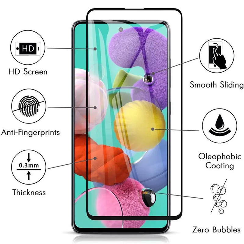 5 uds 9D Protector de pantalla de cubierta completa para Samsung A56 5G Galaxy A55 A54 A36 A35 A73 A34 A53 A52 A33 A72 A32 A70 A71 vidrio templado - imagen 4