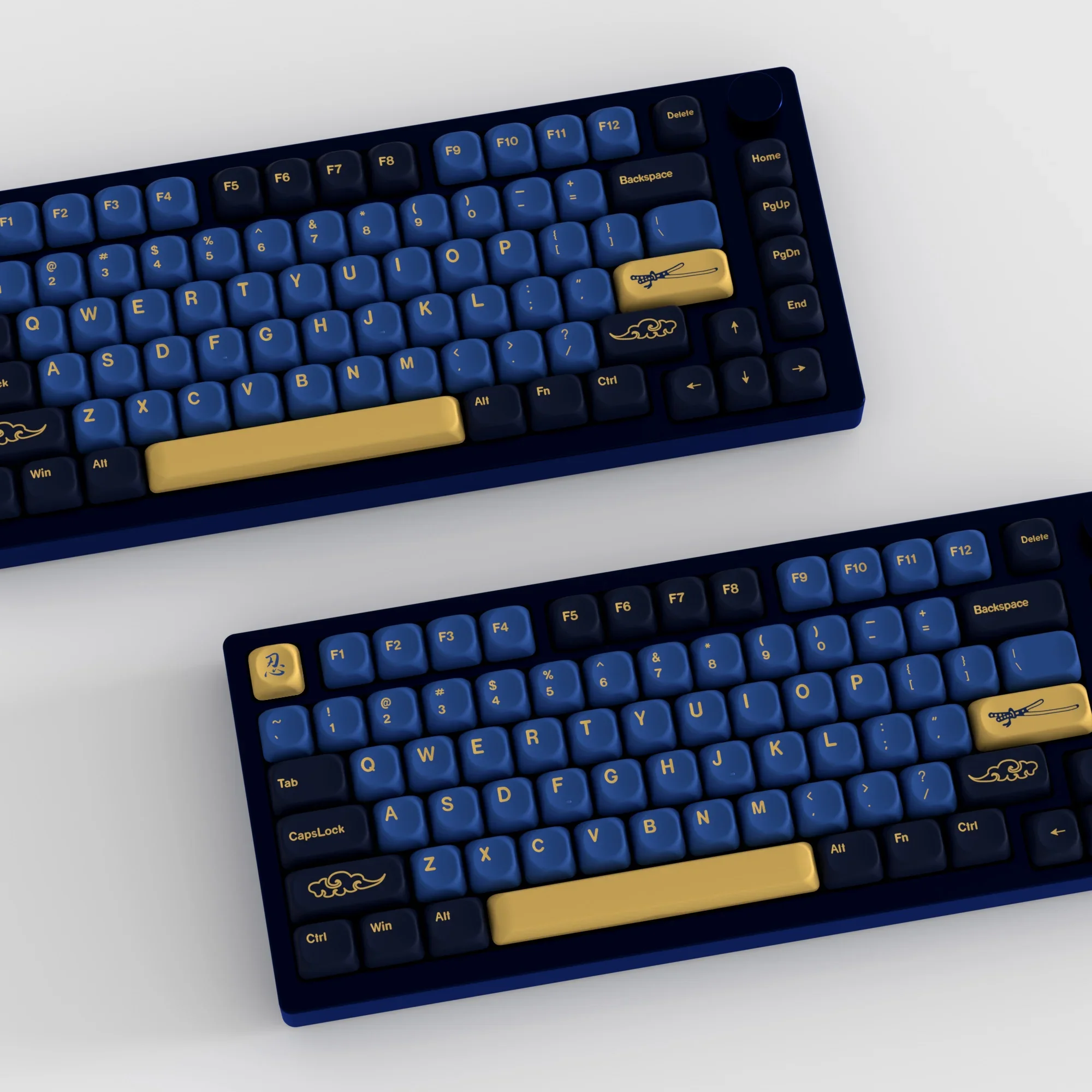 KBDiy-teclas de teclado samurái azul, perfil PBT KOA para interruptores MX personalizados para aula F87 F108 F99 Pro ACE60 ACE6, 131 teclas aula F87 F108 F99 Pro ACE60 ACE68 RAINY75 AK74 gx87 crush80 raven68 mad 60he a - imagen 3