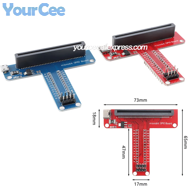 Placa de expansión GPIO para módulo de placa de desarrollo de micro bits, placa adaptadora de placa de pruebas tipo T, conversión de voltaje Python 3,3 V-5V