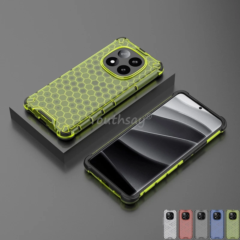 Nido de abeja a prueba de golpes para Xiaomi Redmi Note 14 Pro Plus funda armadura Capa Redmi Note 14 Pro Plus cubierta TPU Protector translúcido