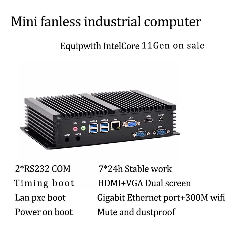 Mini PC sin ventilador Dual COM 11Gen Intel i5-1135G7/i7-1165G7 RS232 COM USB WIFI PC industrial computadora de escritorio - imagen 2