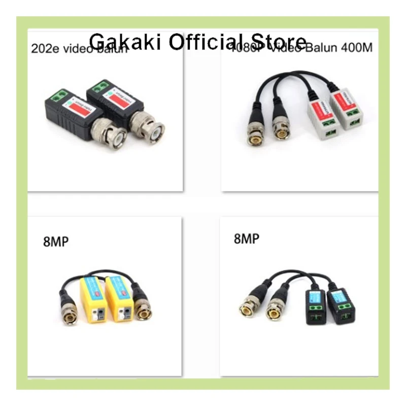 1 par 1080P 8MP pasivo cctv Video Balun RJ45 CCTV transceptor coaxial BNC fuente conector de alimentación para cámara