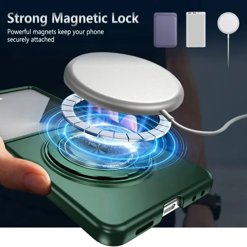 Soporte de anillo magnético giratorio 360 para Samsung Z Flip 7 6 5 4 3 soporte a prueba de golpes Magsafe funda de teléfono para Galaxy ZFlip7se Flip6 - imagen 5