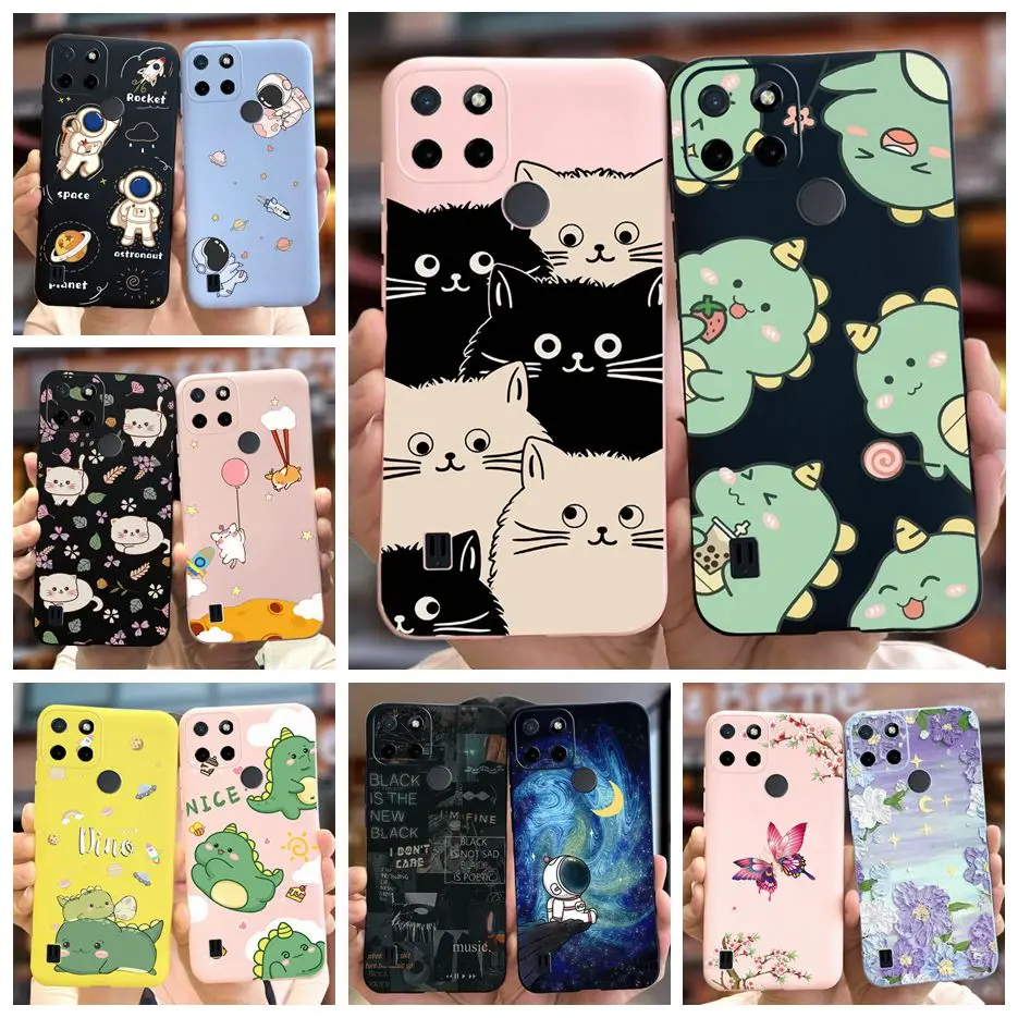 Para Realme C21Y funda Realme C25Y lindo dinosaurio cubierta de dibujos animados funda de teléfono de silicona suave para Realme C21Y C25Y C 21 Y RealmeC21 bolsas