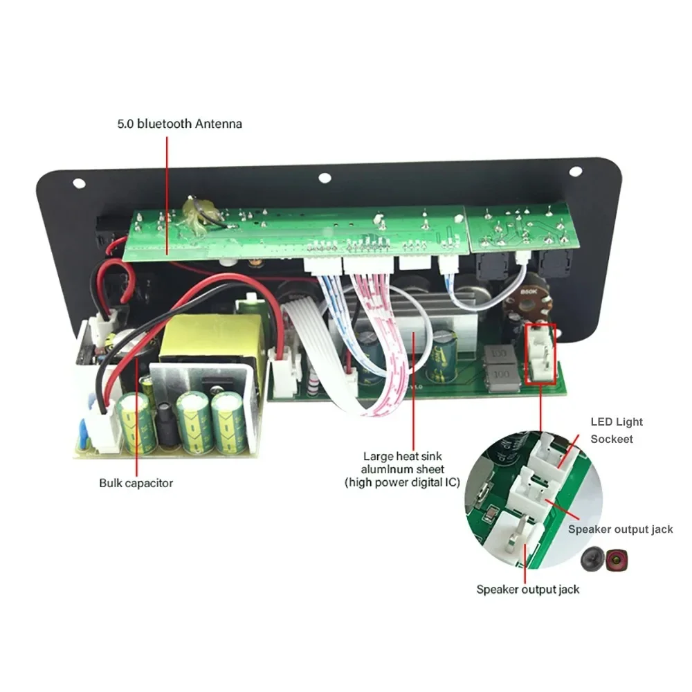 Woopker D300 Placa Amplificadora Potencia BT Micrófonos Duales USB/AUX - imagen 5