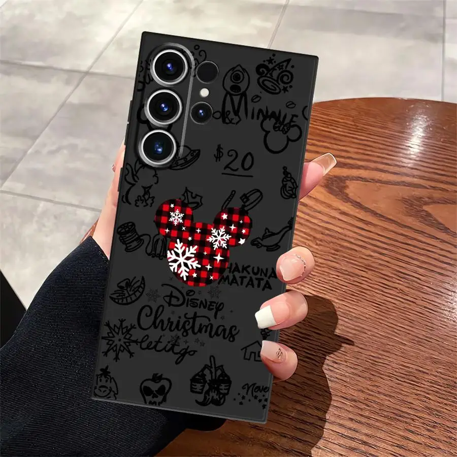 Funda de teléfono suave negra para Samsung Galaxy S24 Plus S21 FE S23 Ultra S20 S25 Edge lindo Mickey Minnie Navidad - imagen 3