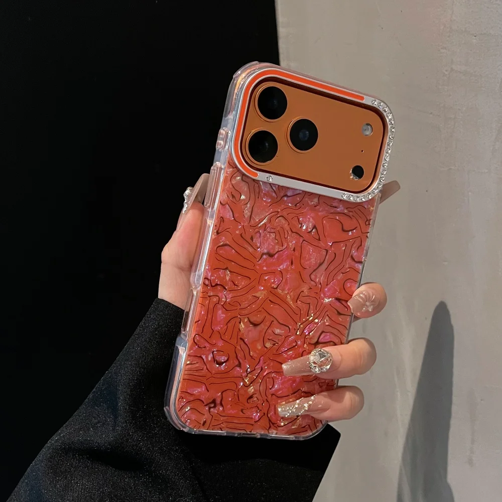 Funda brillante de lujo Aurora para iPhone 17 Air 16 15 14 13 Pro Max Plus, funda protectora transparente a prueba de golpes con diamantes de imitación estéticos de TPU