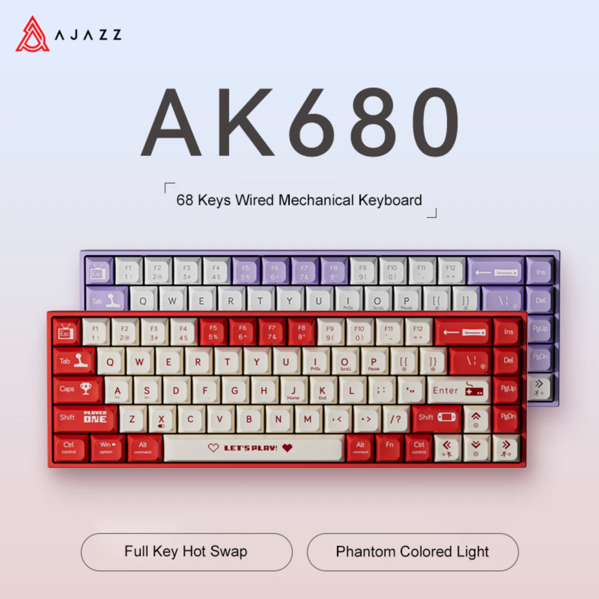 Teclado mecánico AJAZZ AK680, teclas ABS, 68 teclas, teclado de jugador de intercambio en caliente, junta personalizada, accesorios para juegos para Pc y portátil - imagen 2