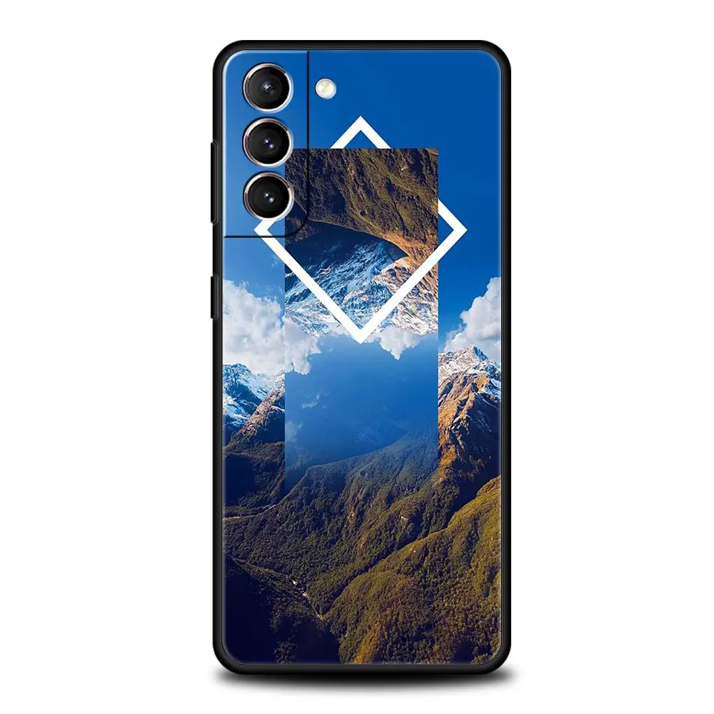 Funda de teléfono de madera geométrica de bosque para Samsung Galaxy S24, S23, S22, S20 Ultra, S21 FE, 5G, S10, S9 Plus, S10E, S8, funda de silicona suave - imagen 2