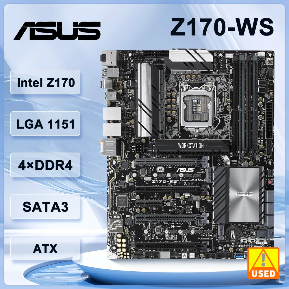 Placa base de estación de trabajo ASUS Z170-WS intel Z170 LGA 1151 DDR4 64G M.2 HDMI 2,0 ATX compatible con i3-6300 i7-6700 7400 7600 cpu