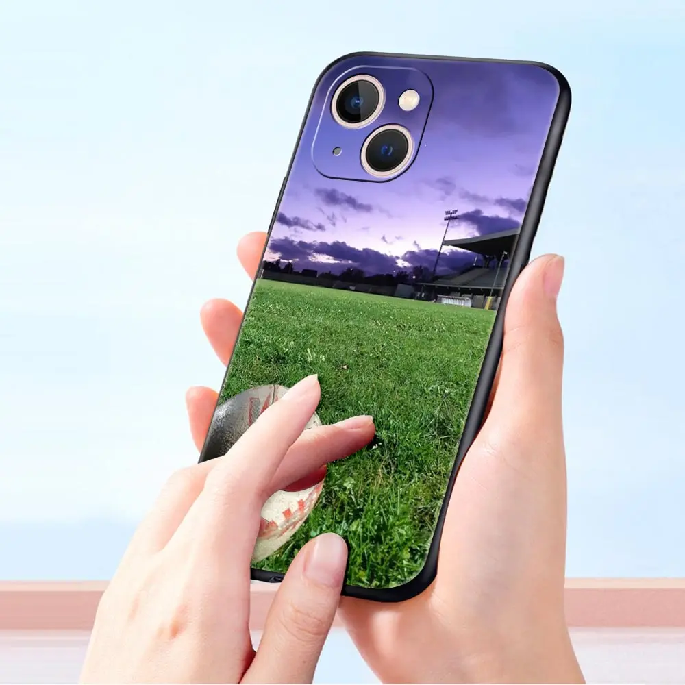 Funda de teléfono de lujo con diseño de pelota de Rugby, carcasa protectora de silicona negra para iPhone 13, 15, 14, 12 Mini, 11 Pro MAX, XR, X, SE, XS, 7, 8 Plus - imagen 5