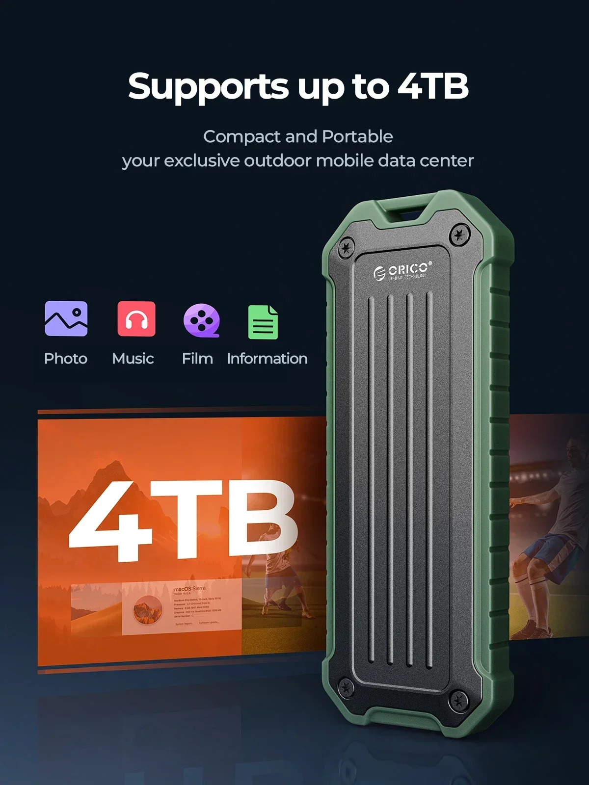 ORICO M.2 NVMe SATA carcasa de aleación de Zinc impermeable SSD externo 10Gbps portátil M.2 caja de almacenamiento de disco duro para PC portátil - imagen 5