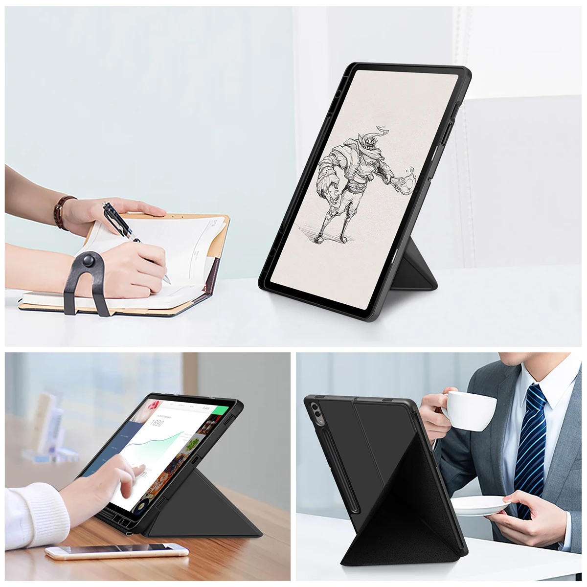 Funda plegable múltiple para Samsung Galaxy Tab S9 11 "X710/X716 funda con soporte inteligente para Tab S9Plus 12,4" X810 X816 con soporte para ranura para lápiz - imagen 4