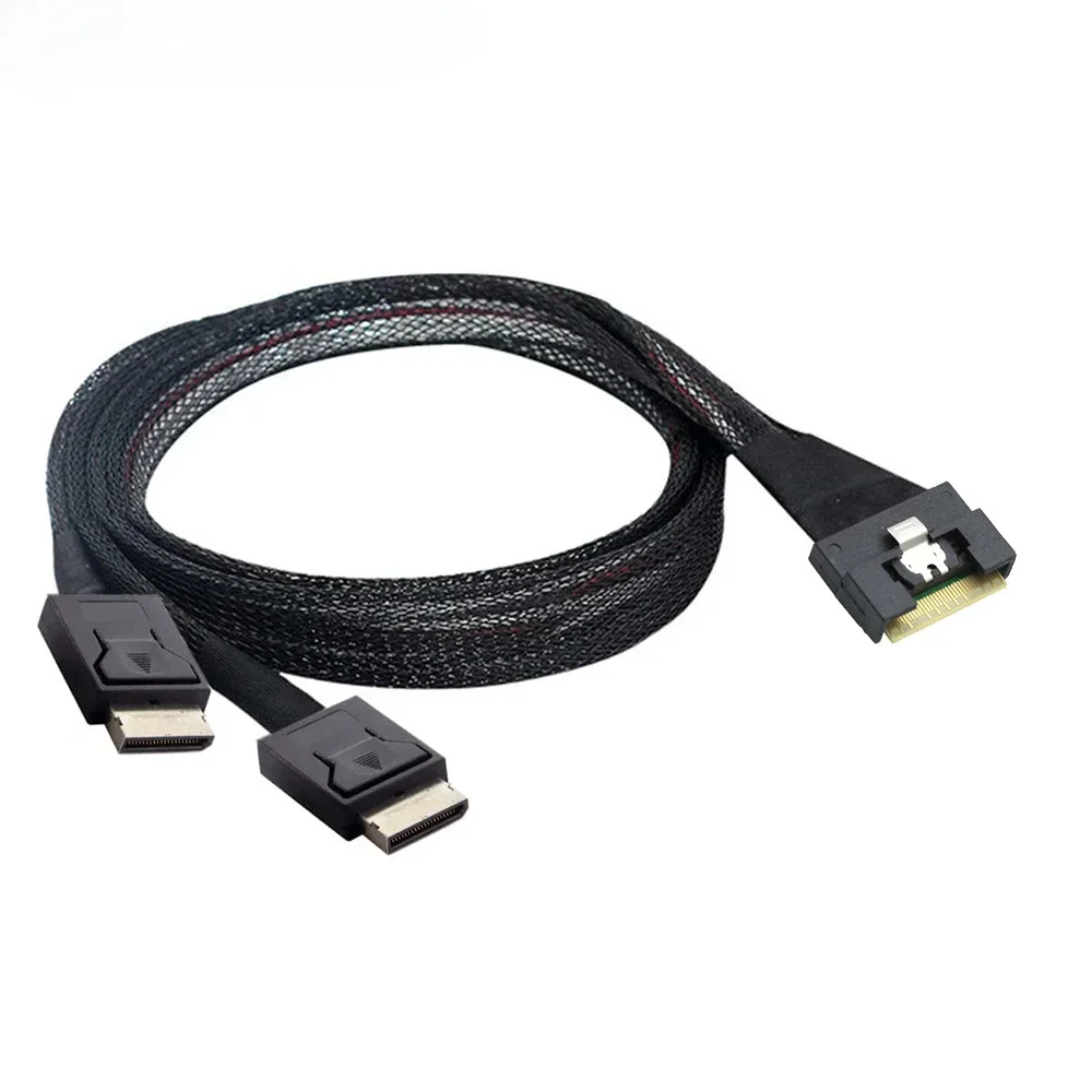 Cables flexibles PCIE Slimline SAS SFF-8654 8i a 2 OCulink 8611 4i con protección Antikink/enchufe - imagen 2