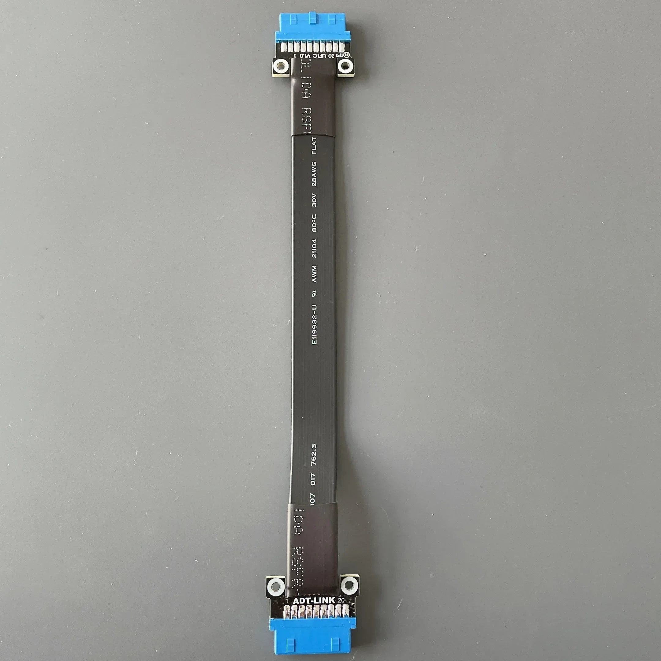 Placa base USB 3,0 Int.19P cabezal de enchufe macho a extensor macho Int.19P Cable plano adaptador de Panel frontal interno 19P con orificios para tornillos - imagen 4