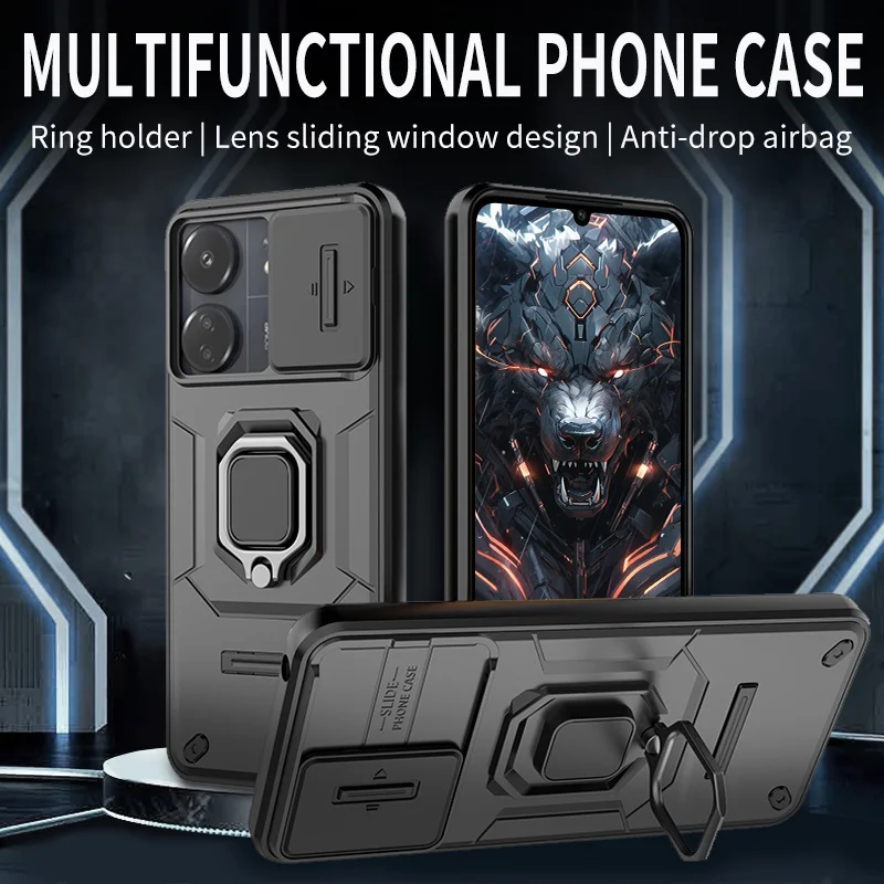 Funda a prueba de golpes para Xiaomi Redmi 13 4G Redmi 13C 5G, funda protectora con anillo, soporte magnético - imagen 2