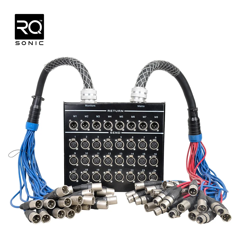 Audio profesional 32 canales XLR caja de escenario Cable serpiente BSS24X8-30/M24-10 altavoz caja de cartón COAXIAL cobre desnudo macho-hembra Ce - imagen 2