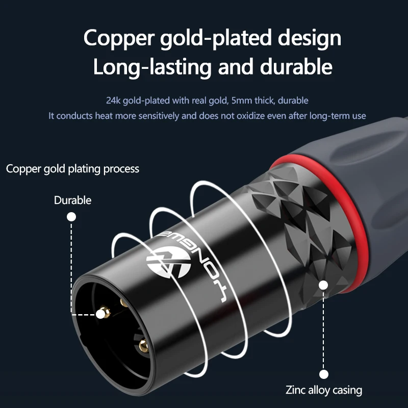 YONGWEI-enchufe XLR macho y hembra de cobre puro chapado en oro, conexión de consola mezcladora, micrófono, cable de audio, enchufe de soldadura - imagen 4
