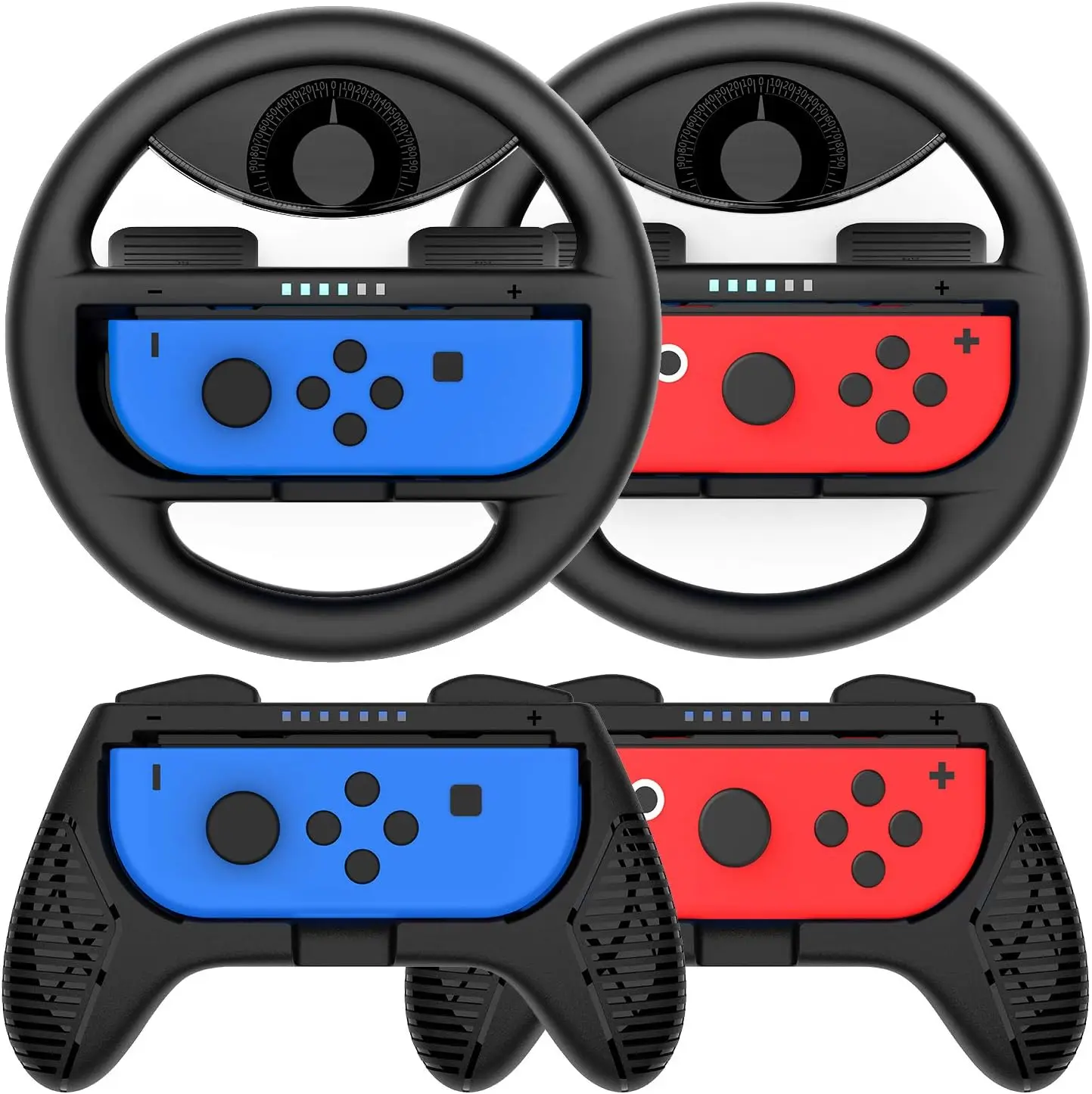 LinYuvo empuñaduras de volante para controlador de interruptor y Joycon, empuñaduras de mano para Mario Kart 8 Deluxe, paquete de 4