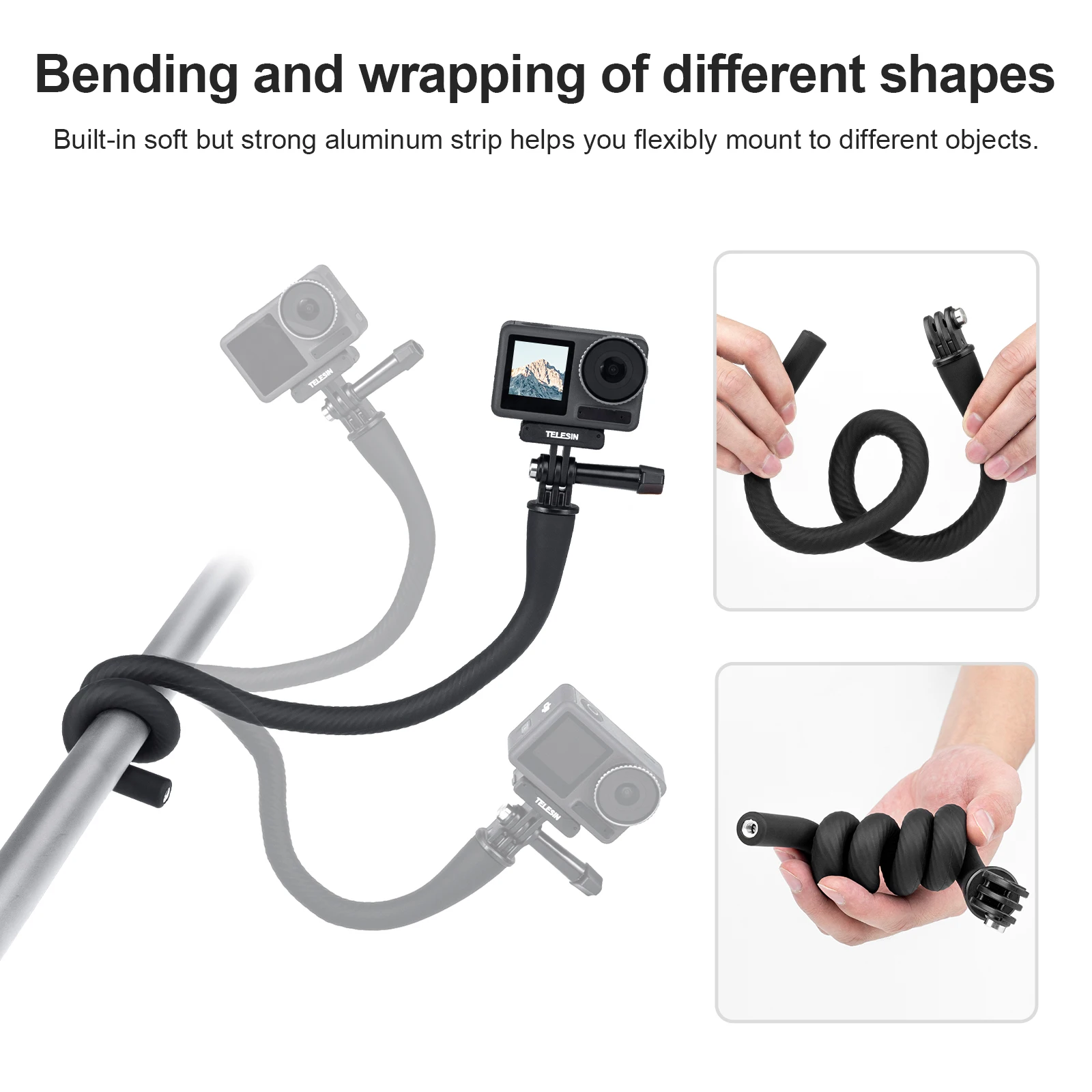 TELESIN Mini Soporte Flexible – Trípode y Clip para Cámara Acción