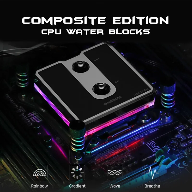 Barrow-bloque de agua para CPU, microvía de chorro para Intel LGA115X 1200 1700/INTELX99/X299, radiador 5v, 3 pines, ARGB, iluminación AURA SYNC - imagen 3