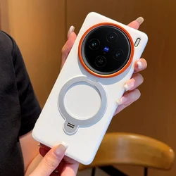 Para VIVO X100 Ultra funda dura con anillo magnético carga inalámbrica funda protectora trasera para VIVO X100 Pro X100S Pro Shell