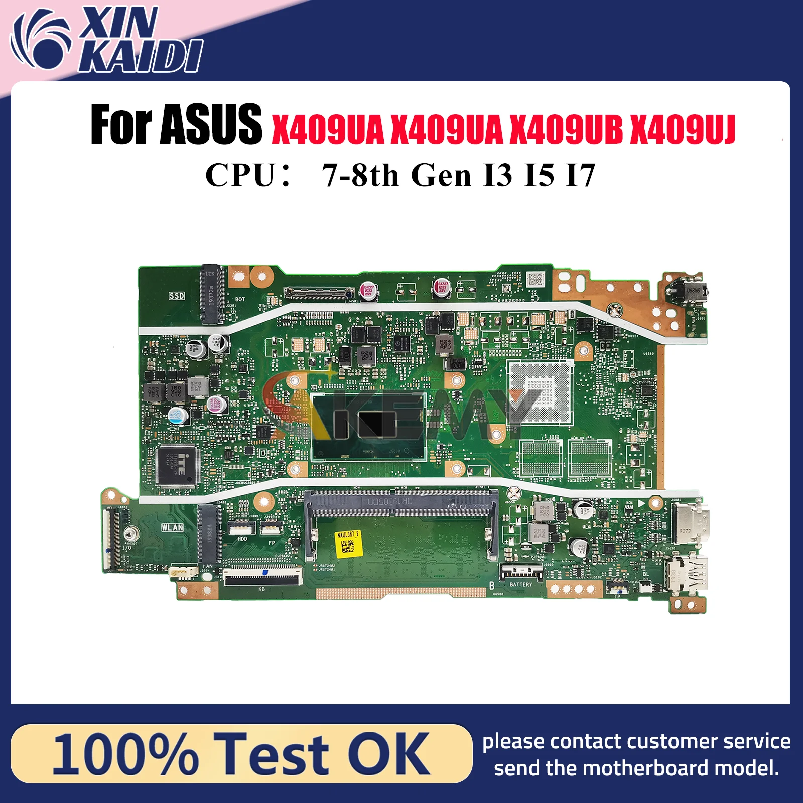 Placa base para ordenador portátil X409UA para ASUS VivoBook A409U F409U X409UB A509U F509U X409UJ X409U X409UA placa base I3 I5 I7 pruebas de CPU OK