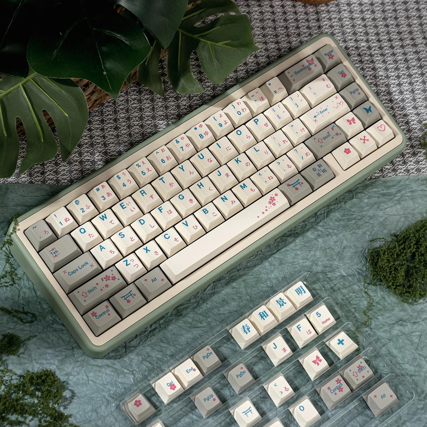 Teclas Retro Sakura de 148 teclas, teclas PBT sublimadas con perfil de cereza, diseño japonés para teclado mecánico MX 64/87/96/104 - imagen 4