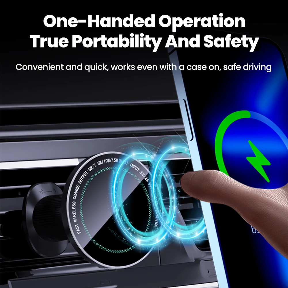 Soporte de carga rápida inalámbrica de 15W, salida de aire, soporte de navegación, soporte magnético para teléfono de coche inalámbrico para teléfonos inteligentes - imagen 3