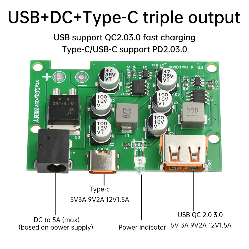 Controlador Solar MPPT Panel Solar Inversor Estabilizador de Voltaje QC2.0 3,0 PD 2,0 3,0 de Carga Rápida de Tipo C DC de Salida para DIY cargador - imagen 2