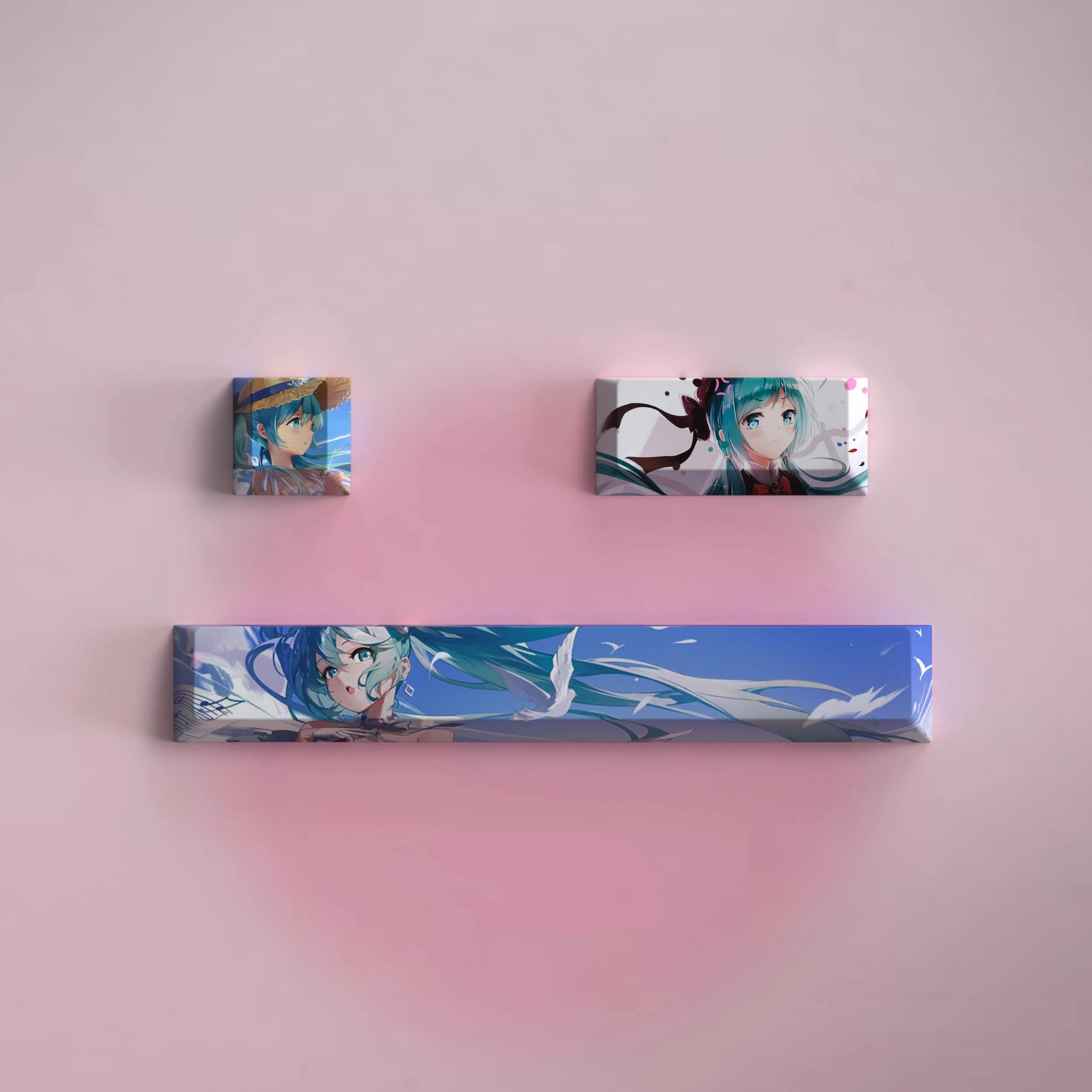 Juego de 3 teclas de chica bonita ESC 2.25U Enter 6.25U, tapa de llave de barra espaciadora, perfil de cereza, juegos de Anime, tapas de teclas de dibujos animados para interruptor MX - imagen 4