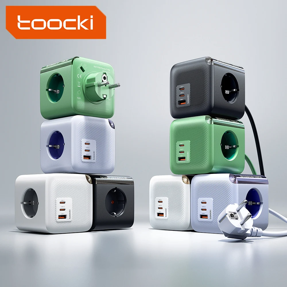 Toocki-regleta de corriente GaN, toma de pared con 4 salidas de CA, 2 puertos USB, 1 tipo C, PPS, 33W, QC3.0, PD20W, protección contra sobrecarga a tierra - imagen 2