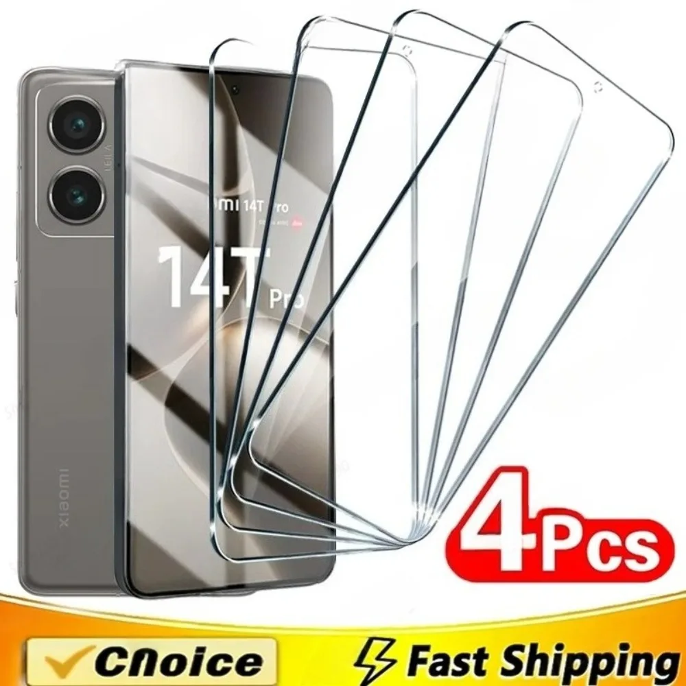 4 Uds Protector de pantalla para Xiaomi Mi 14T Pro 13T 12T 11T 10T 9T HD vidrio templado para Mi 14 13 12 11 Lite 5G NE cristal de tiburón negro