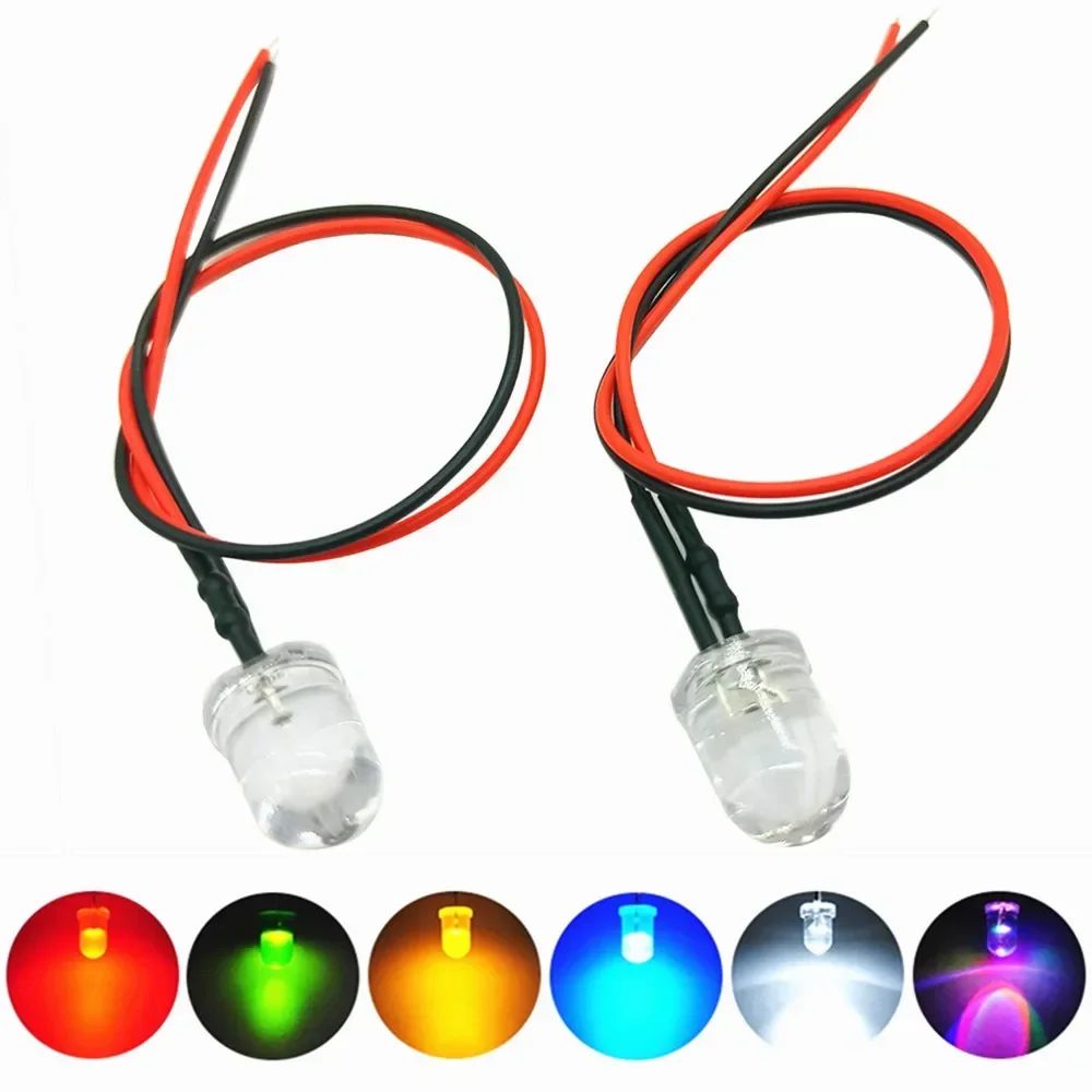 20 unids / lote 20 cm Precon cable 3 mm 5 mm Bombilla de luz LED Diodos emisores precableados para decoración del hogar DIY DC12V - imagen 4