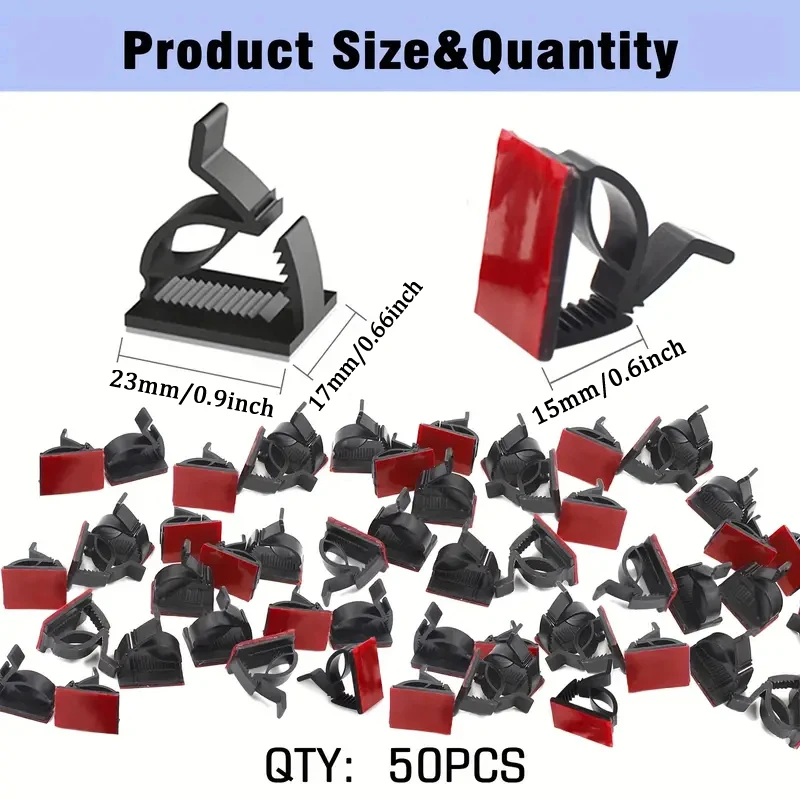 50 Uds Mini Clips de Cable para exteriores con cintas adhesivas Clips de luz Clips de decoración ganchos autoadhesivos soporte de alambre para Decoración - imagen 4