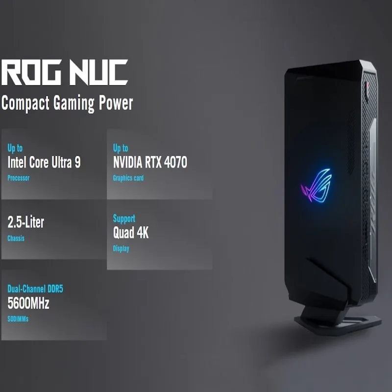 ASUS ROG NUC Super AI ordenador de escritorio Intel Core Ultra 7/9 155H/185H/RTX 4060/4070 pantalla exclusiva mini PC para juegos - imagen 5