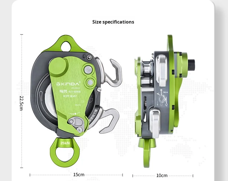 Xinda Electric Ascender Kit Elevador eléctrico con juego de pararrayos Equipo de trabajo aéreo para acceso a cuerda y actividades al aire libre - imagen 5
