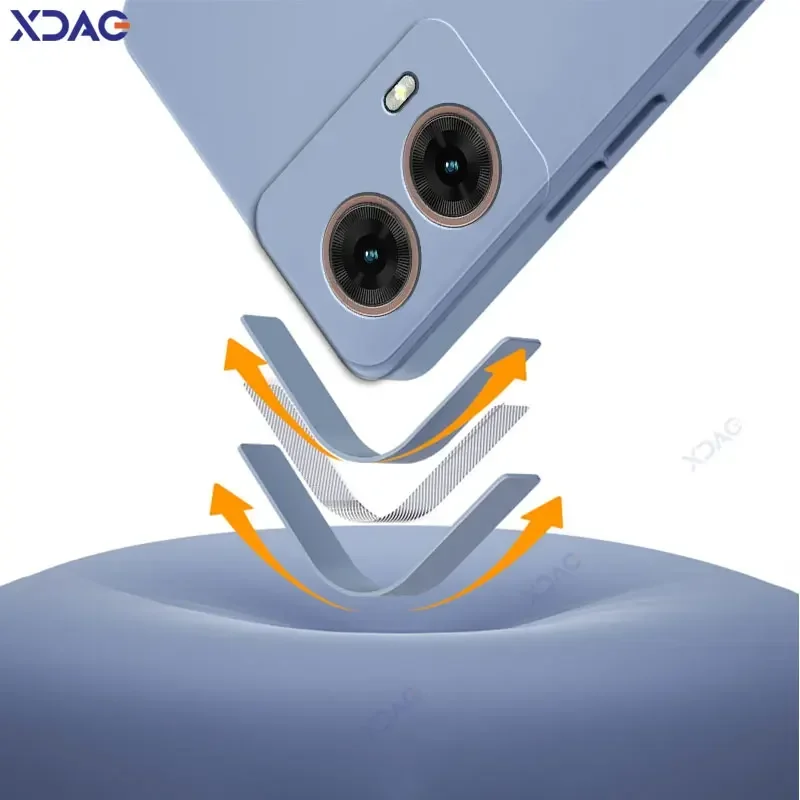 Funda de teléfono de silicona líquida cuadrada de doble revestimiento de lujo para Motorola Moto G85 5G 360 funda trasera suave a prueba de golpes para móvil bolsa MotoG85 - imagen 4