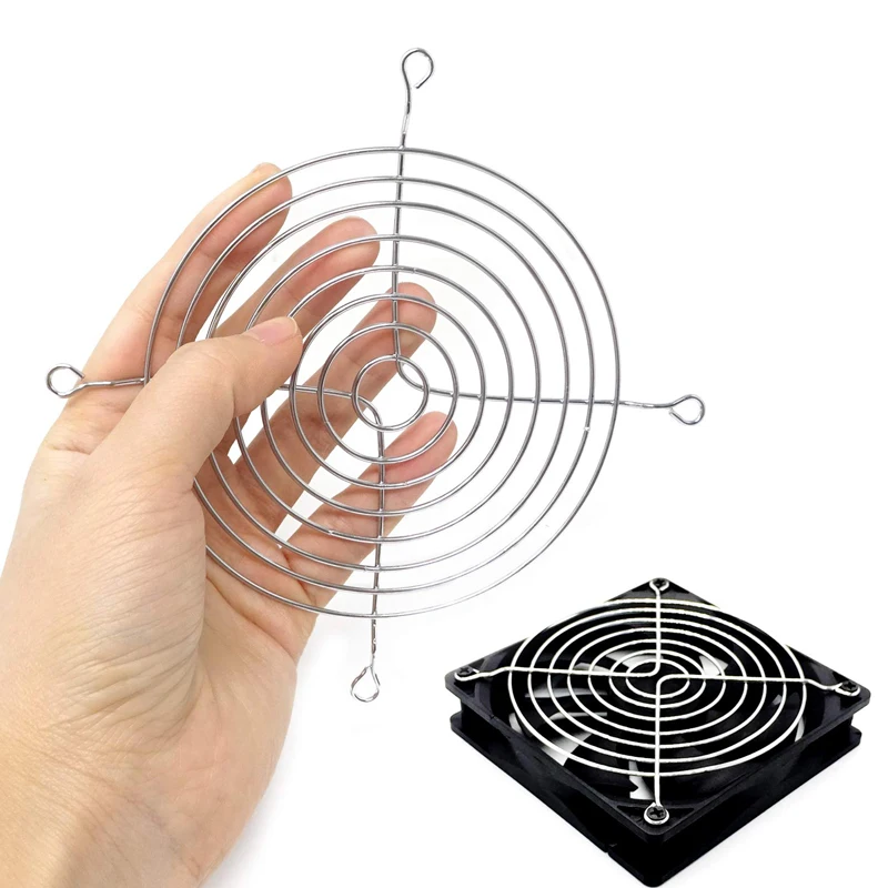 Protector de dedo de Metal para parrilla de ventilador de refrigeración plateada de 5 uds para ventiladores de caja de 120mm 90mm 80mm - imagen 2
