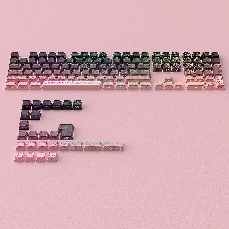 130 teclas Blackberry contorno línea lateral grabado teclado tapa cereza perfil transmisión de luz PBT sublimación de cinco lados - imagen 4