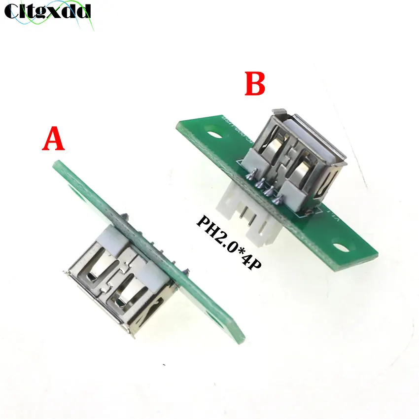 Conector hembra USB 2,0 a 4 pines, interfaz de carga de datos, Cable de extensión USB Vertical, placa de prueba, 1 piezas, PH2.0 x 4P