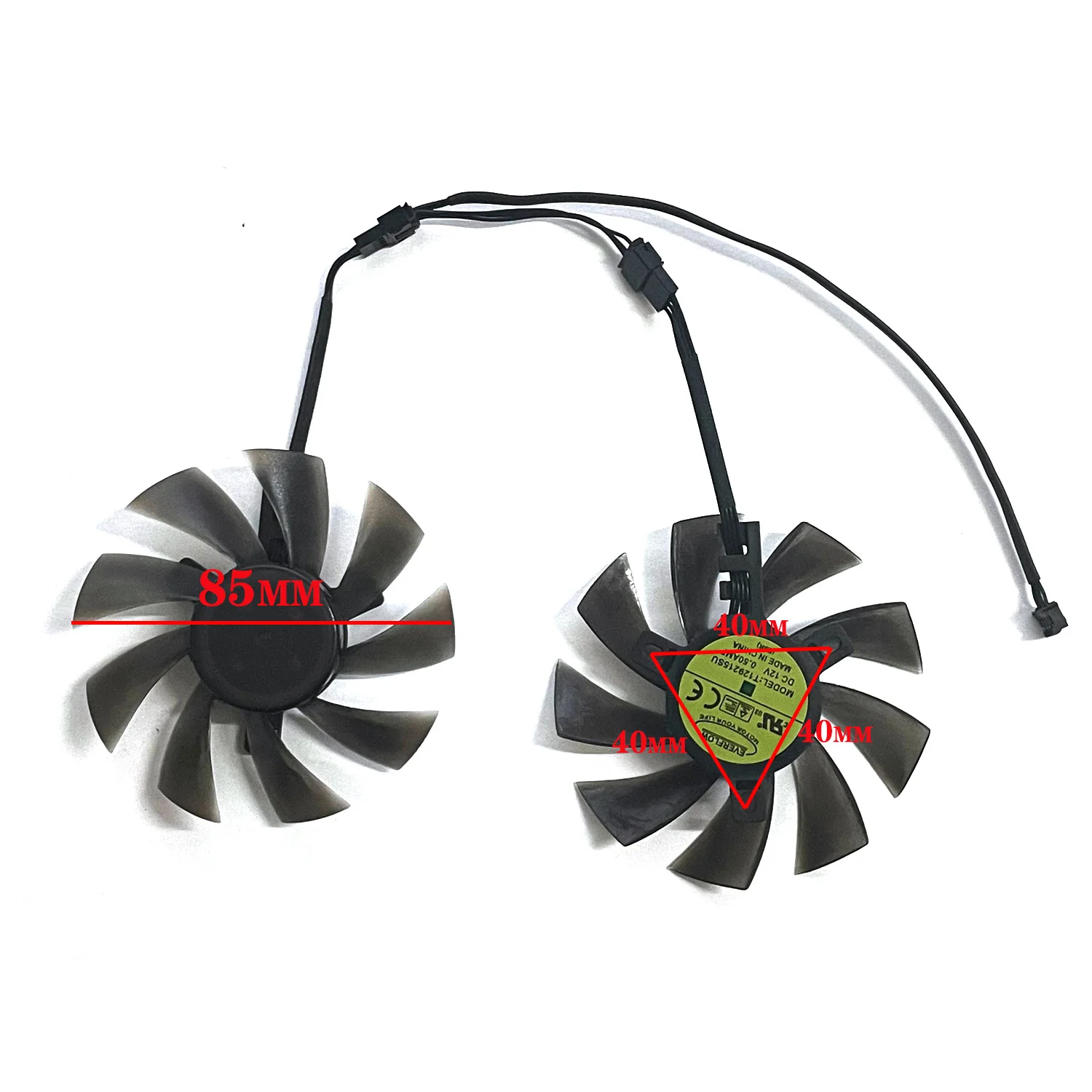 Ventilador de refrigeración de rodamiento de bolas doble para tarjetas Gigabyte GeForce GTX, 1060, 1070, 1080, RX, 480, 470, 570, G1, DIY, 85MM, T129215SU, 4 pines - imagen 2