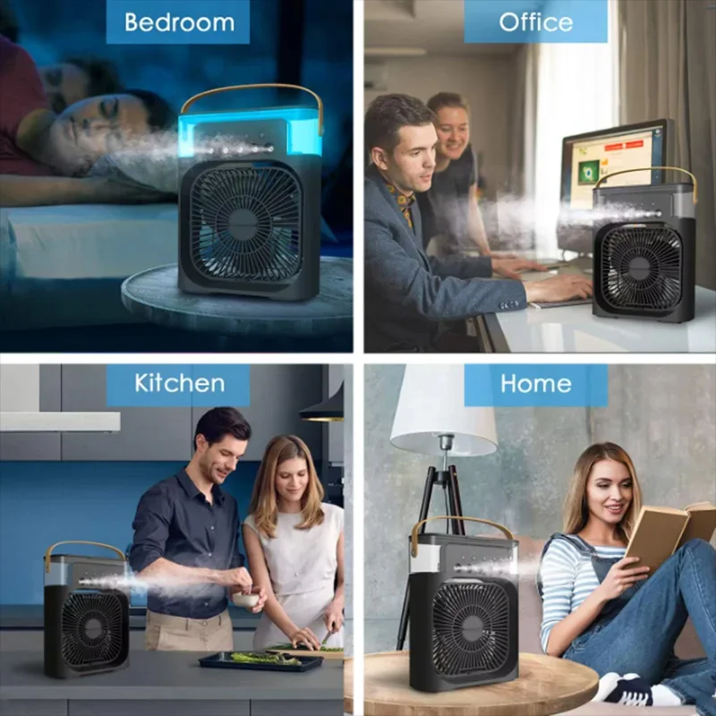 Nuevo ventilador 3 en 1, aire acondicionado, Enfriador de aire pequeño para el hogar, luz LED nocturna, humidificador portátil, ventilador de ajuste de aire, ventilador para oficina y hogar - imagen 4