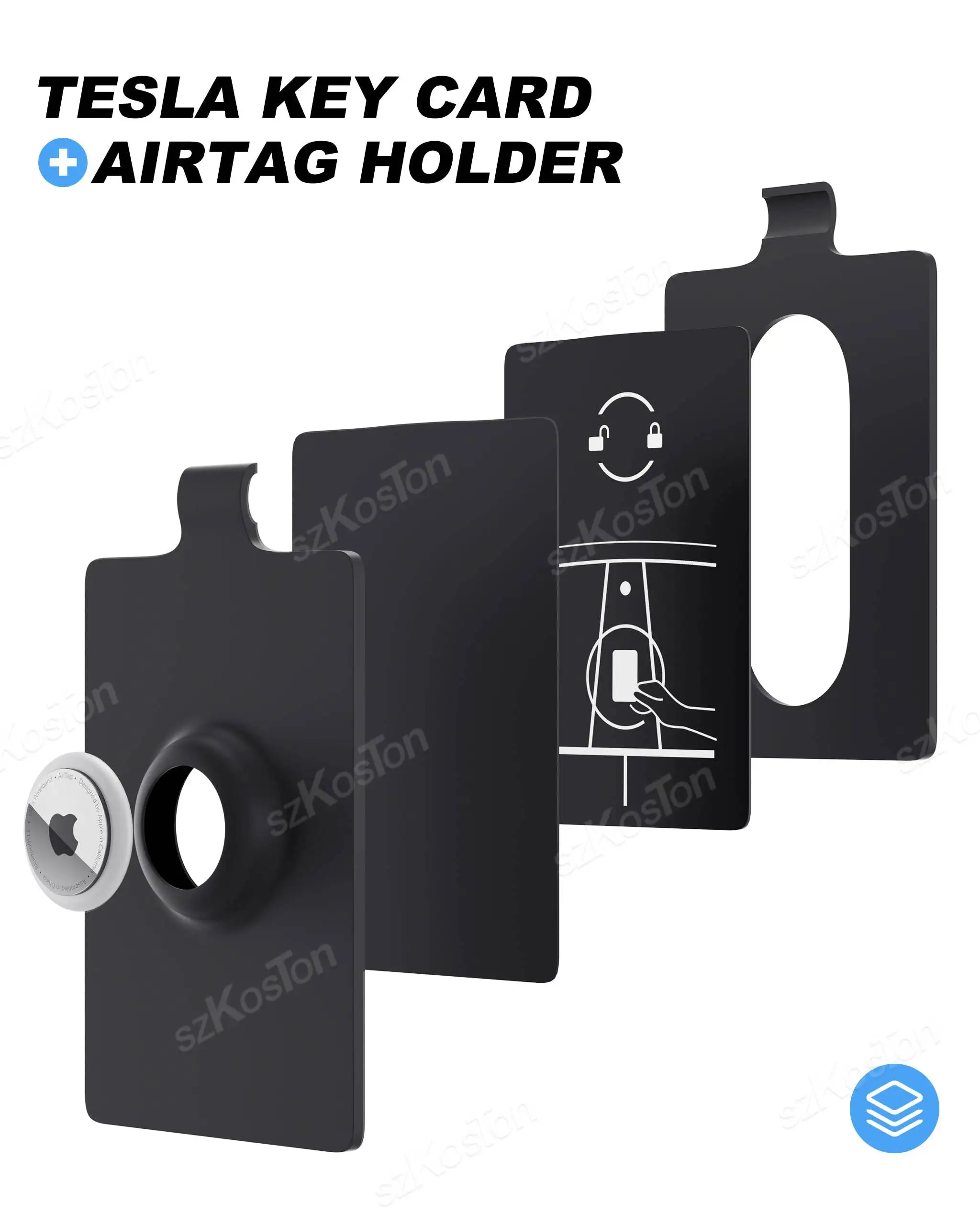 Funda con tarjetero para tarjeta AirTag y Tes-la, funda protectora de silicona suave Compatible con llave Tes-la Model 3 Y S X - imagen 3